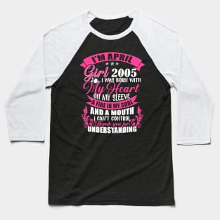 April Girl 2005 Shirt 14th Birthday Gift 14 Years Old Baseball T-Shirt